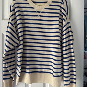 NWOT Everlane Striped Blue and Cream Sweater, XL